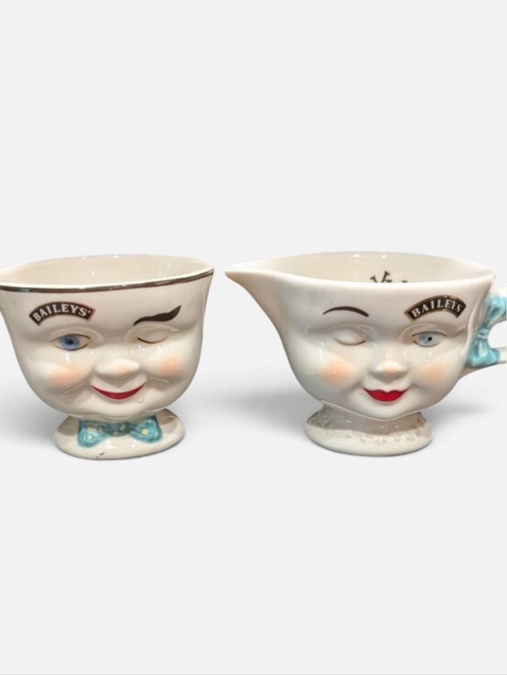 Baileys Irish Cream Limited Edition 1996 Wink Face Sugar Bowl & Creamer Set